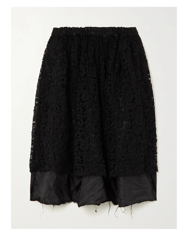 Comme des Garçons Mehrlagiger Midirock Aus Spitze Und Satin - Schwarz Schwarz