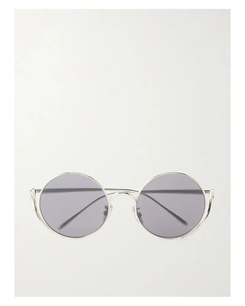 Loewe Silberfarbene Sonnenbrille Mit Rundem Rahmen Silber