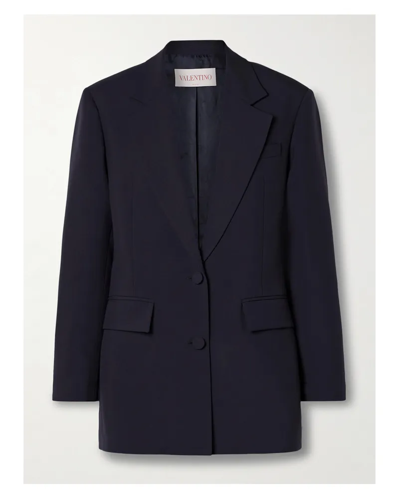Valentino Garavani Blazer Aus Woll-crêpe - Blau Blau