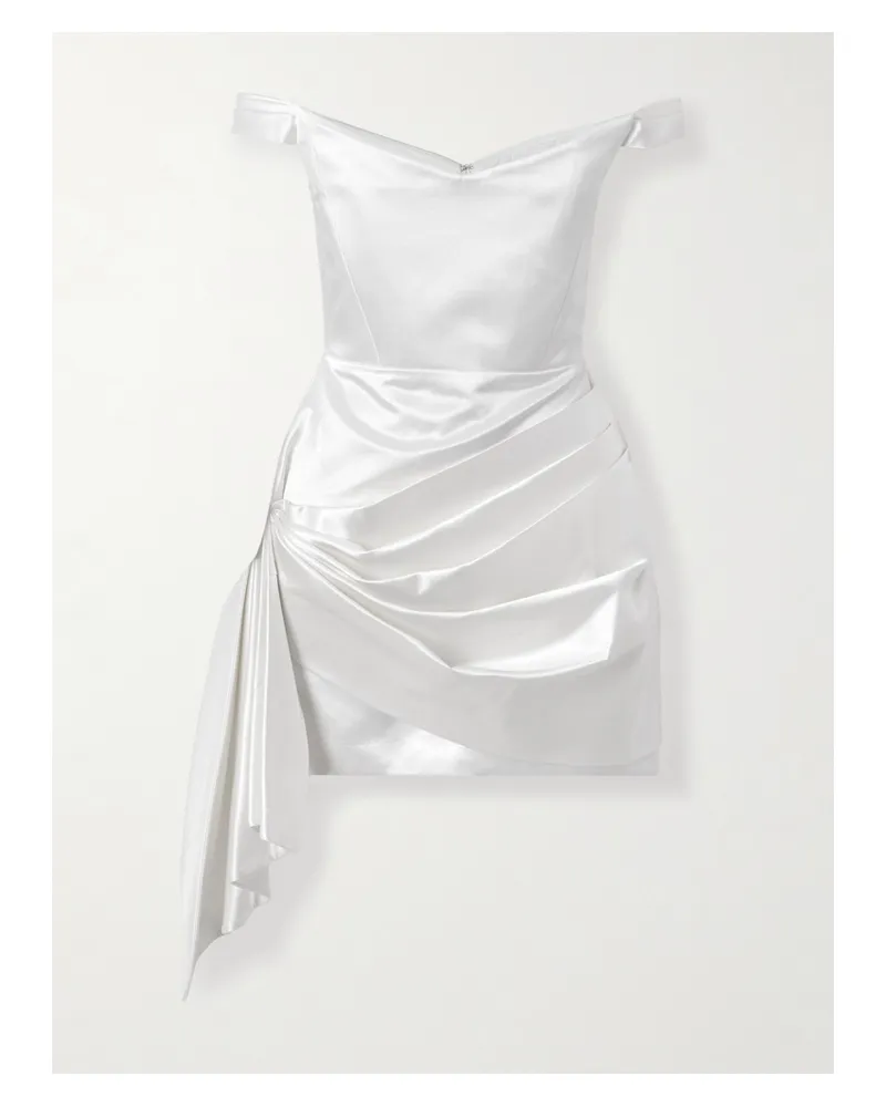 Alex Perry Draped Cotton And Silk-blend Mini Dress - White White