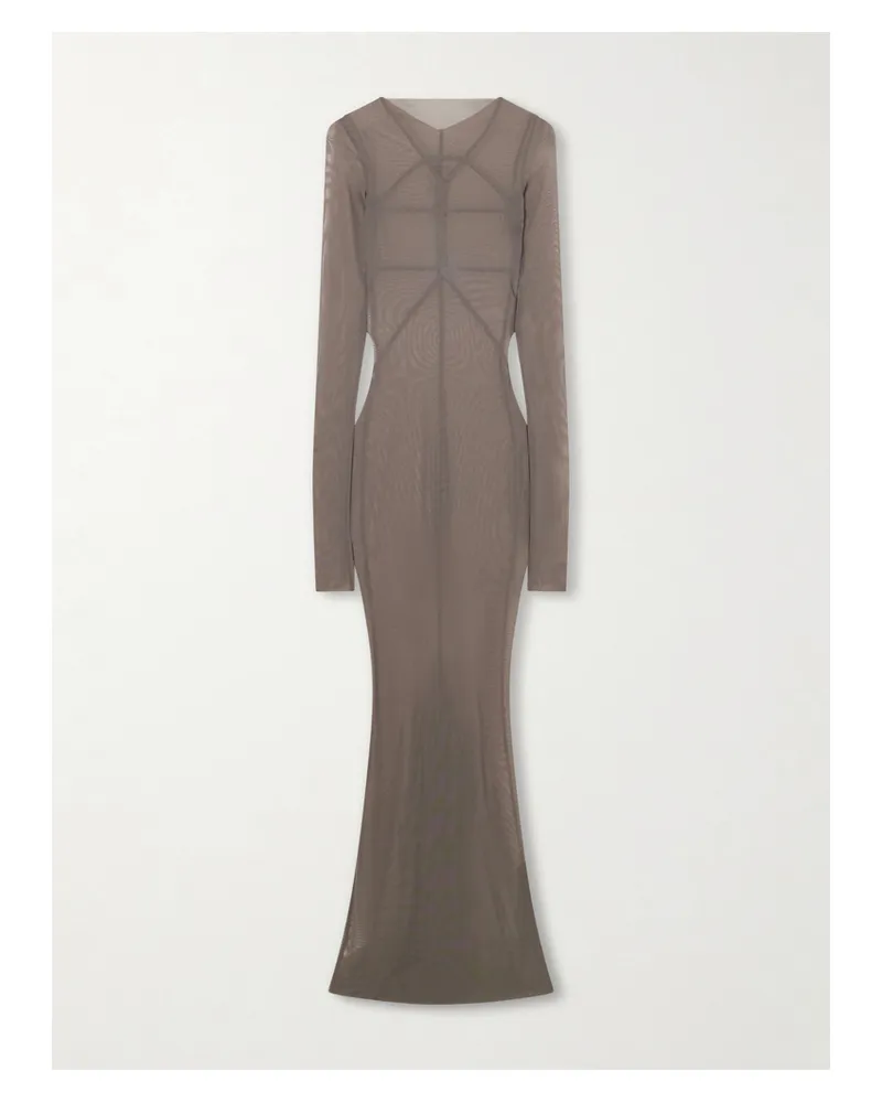 Rick Owens Temple Stretch Tulle Gown - Gray Gray