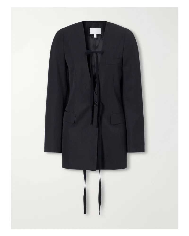 Maison Margiela Tie-detailed Wool Blazer - Gray Gray