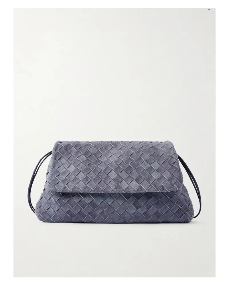 Bottega Veneta Giorno Intrecciato Suede Clutch - Blue Blue