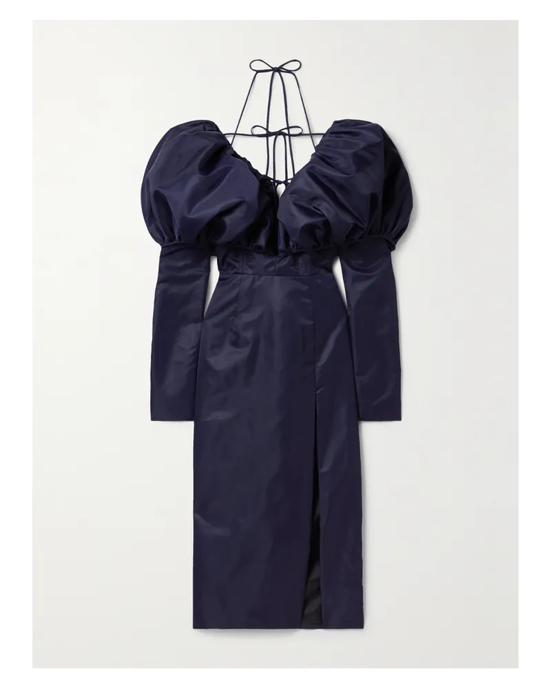 LaQuan Smith Neckholder-midikleid Aus Faille - Blau Blau