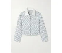 Daunenjacke Aus Tweed Mit Seidenbesatz Und Pailletten - Grau