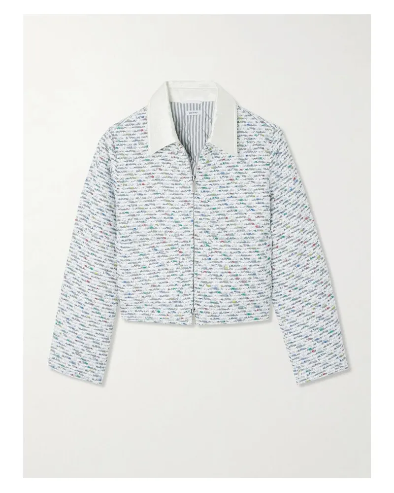Thom Browne Daunenjacke Aus Tweed Mit Seidenbesatz Und Pailletten - Grau Grau