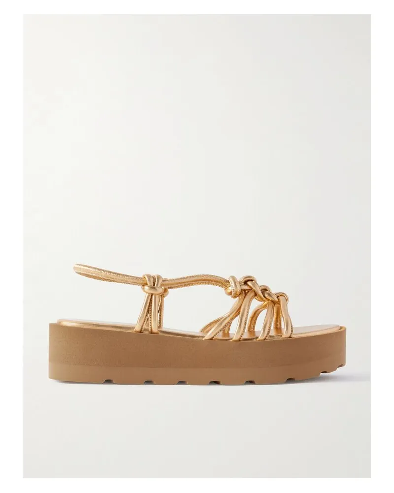 Gianvito Rossi Hebe 45 Plateausandalen Aus Metallic-leder Mit Knoten - Gold Gold
