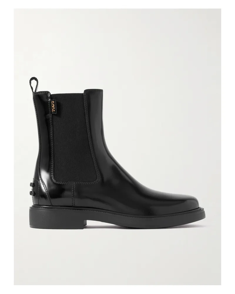 TOD'S Glossed-leather Chelsea Boots - Black Black