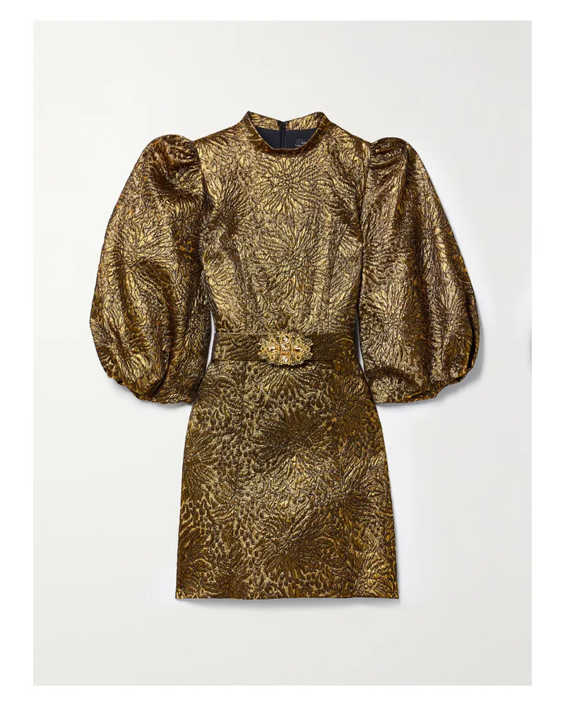 Andrew GN Minikleid Aus Metallic-cloqué Mit Gürtel - Gold Gold