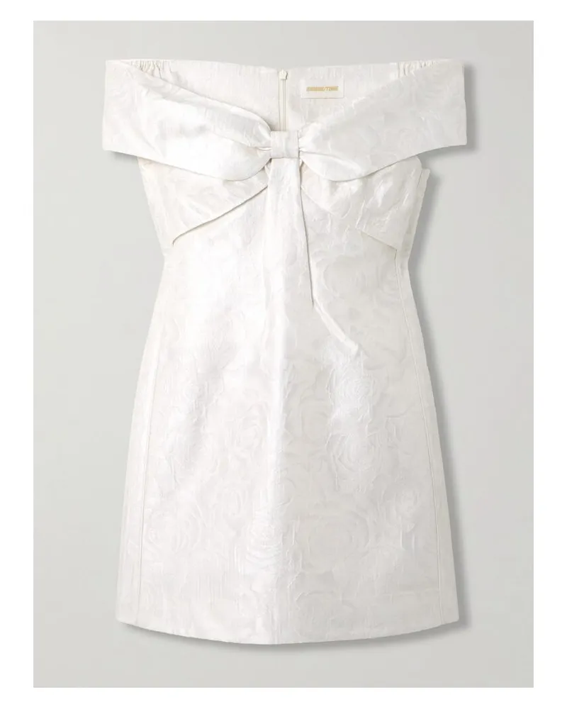 SHUSHU/TONG Schulterfreies Minikleid Mit Jacquard-muster Und Schleife - Weiß Weiß