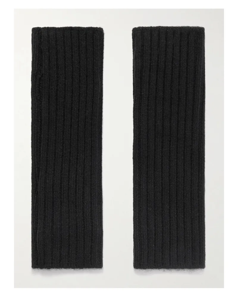 Yves Salomon Fingerlose Handschuhe Aus Geripptem Kaschmir - Schwarz Schwarz