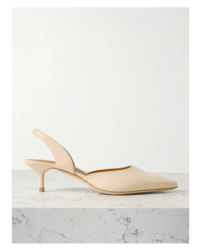 STAUD Sebastian Leather Slingback Pumps - Cream Cream