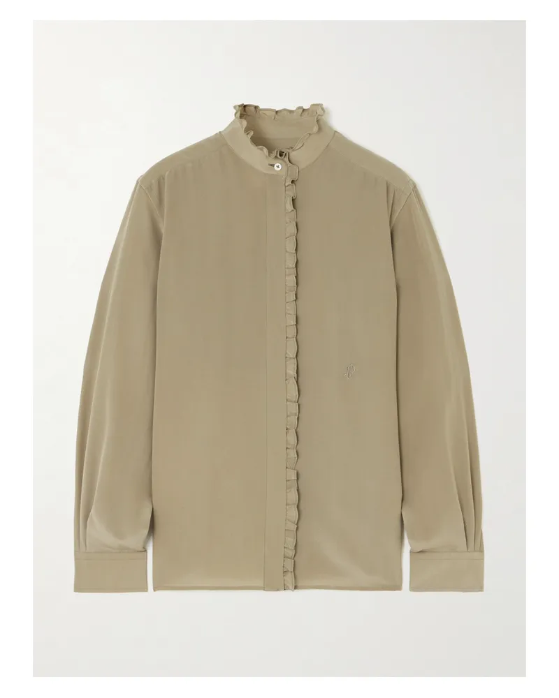 PURDEY Seidenbluse Mit Rüschen Und Stickerei - Grün Grün