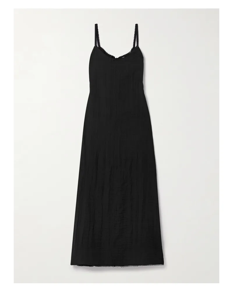 Proenza Schouler Evelyn Maxikleid Aus Voile In Knitteroptik Zum Binden - Schwarz Schwarz