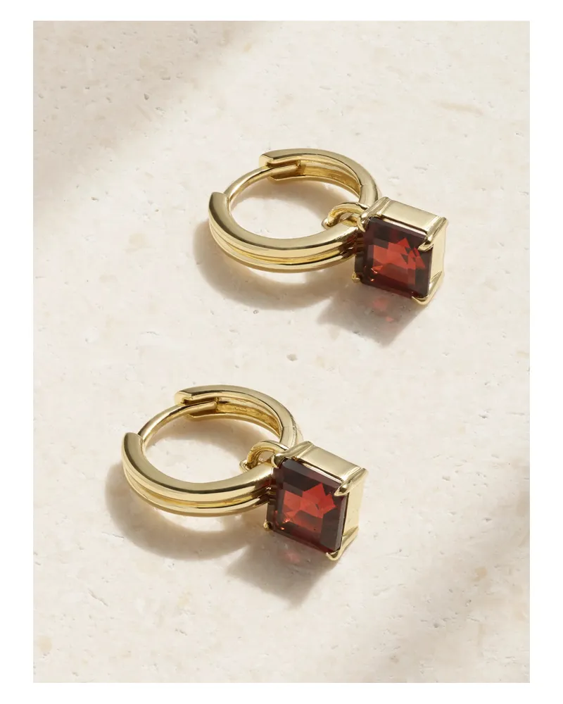 Stone & Strand Studio Creolen Aus 10 Karat Gold Mit Granaten Gold