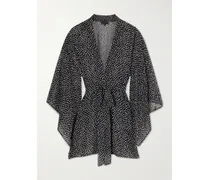 Kima Printed Silk-chiffon Kimono Coverup - Black