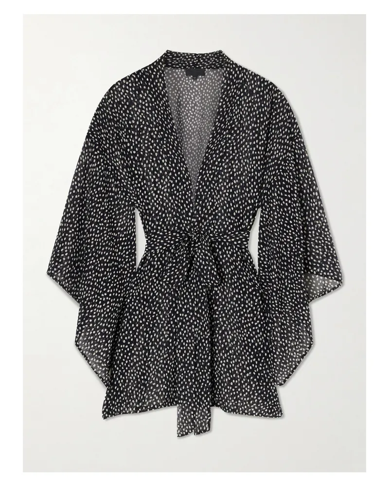 Nili Lotan Kima Printed Silk-chiffon Kimono Coverup - Black Black