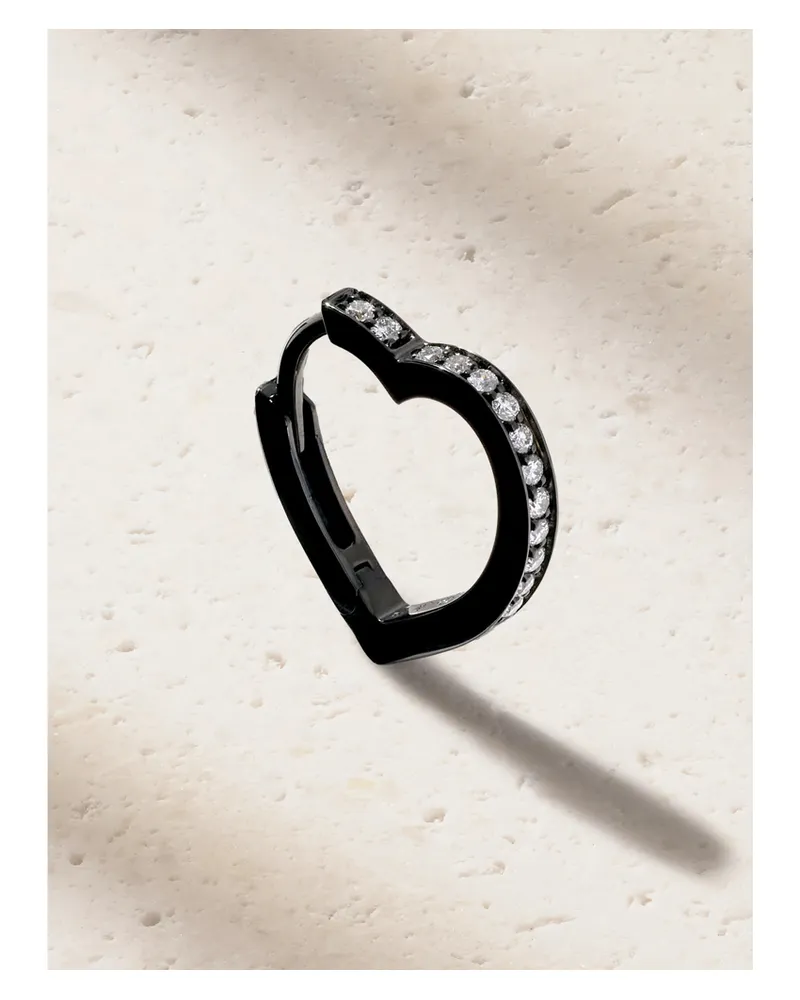 Repossi Antifer Heart Small 18-karat Black Gold Diamond Single Earring Black