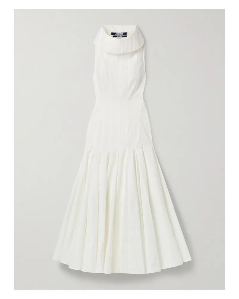 Jacquemus Triana Midikleid Aus Baumwollpopeline Mit Falten - Weiß Weiß