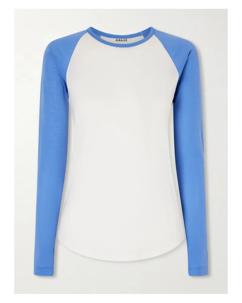 AURALEE Two-tone Cotton-jersey T-shirt - White White