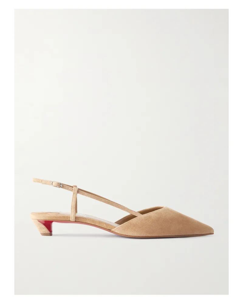 Christian Louboutin Miss Z Slingina 25 Suede Slingback Pumps - Neutrals Neutrals