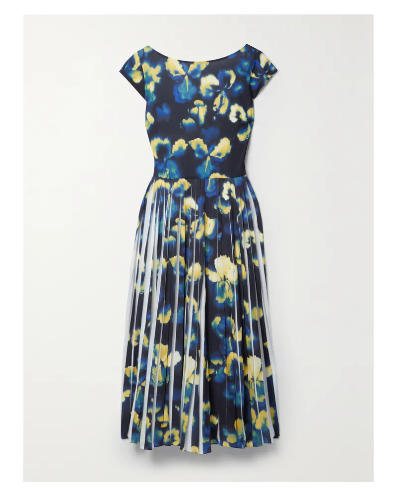 Jason Wu Midikleid Aus Bedrucktem Crêpe Mit Falten - Schwarz Schwarz