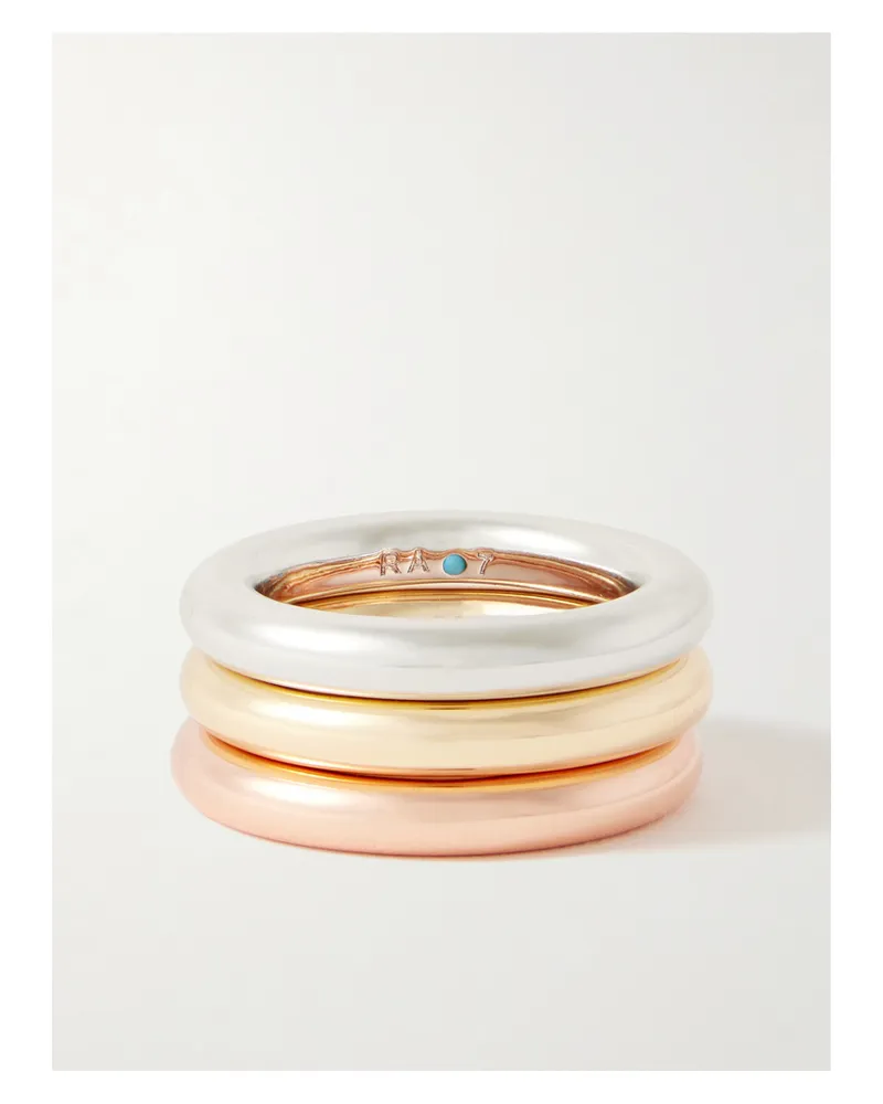 Roxanne Assoulin The Tubular Set Aus Drei Gold-, Roségold- Und Silberfarbenen Ringen - Mehrfarbig Mehrfarbig