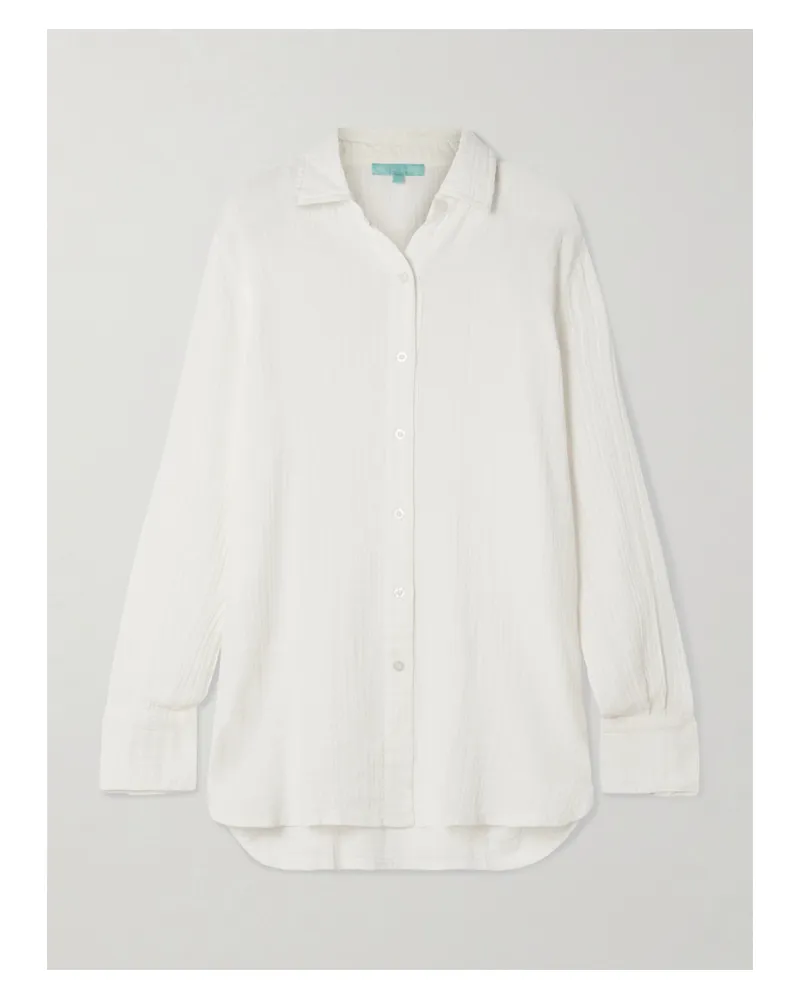 Melissa Odabash Leona Hemd Aus Baumwolle In Knitteroptik - Elfenbein Elfenbein