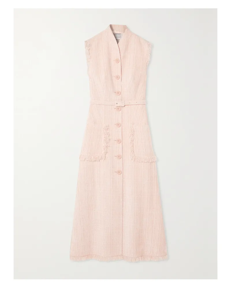 Huishan Zhang Felicity Midikleid Aus Tweed Mit Fransen Und Gürtel - Pink Pink