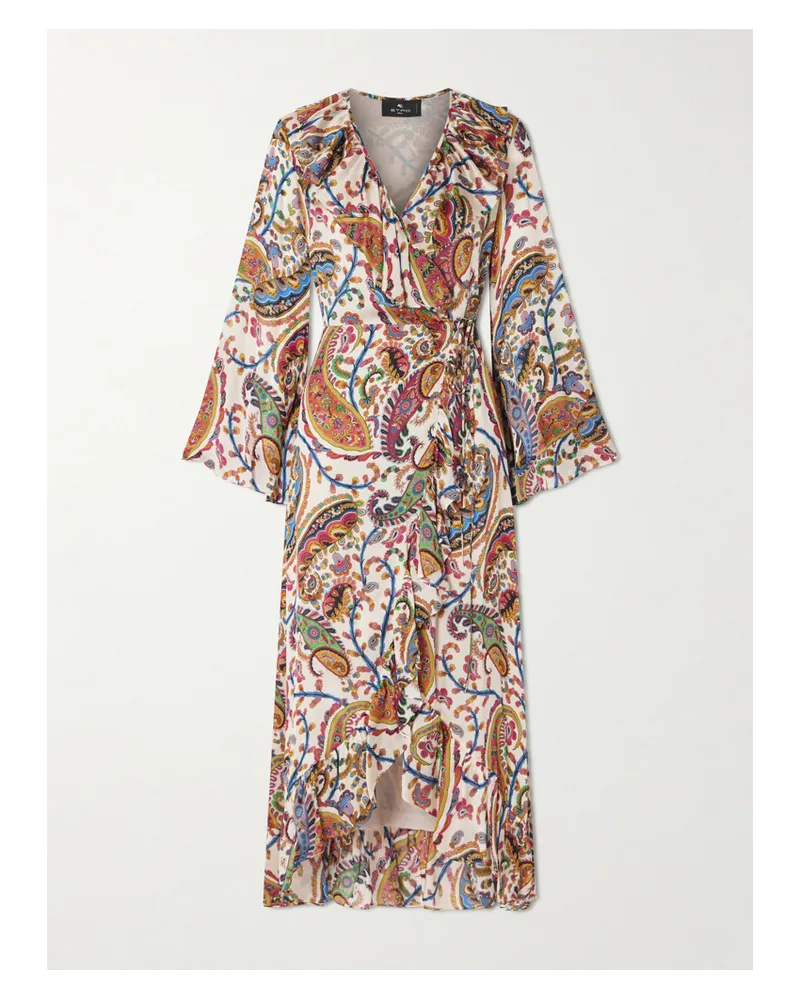 Etro Asymmetrisches Wickelkleid Aus Seide Mit Paisley-print Und Rüschen - Mehrfarbig Mehrfarbig