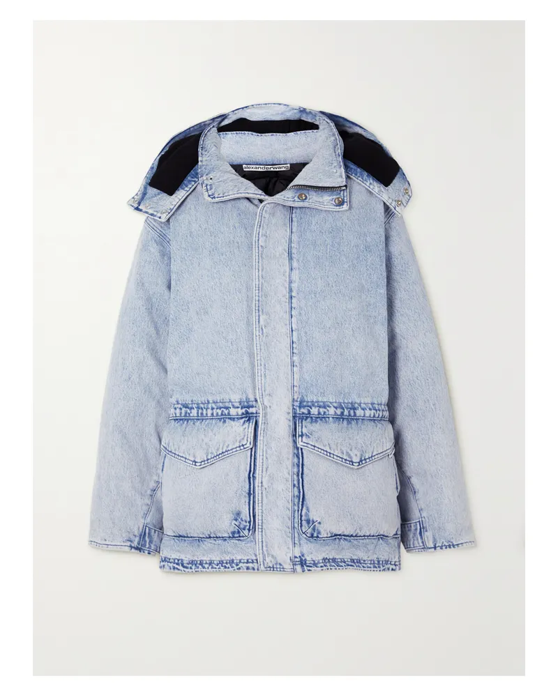 Alexander Wang Oversized-jeansjacke Aus Gebleichtem Denim Mit Wattierung Und Kapuze - Blau Blau