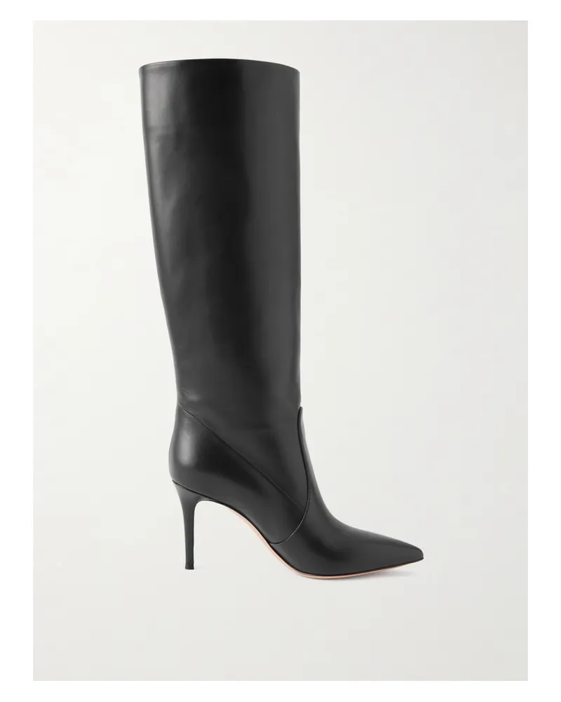 Gianvito Rossi Hansen 85 Leather Knee Boots - Black Black