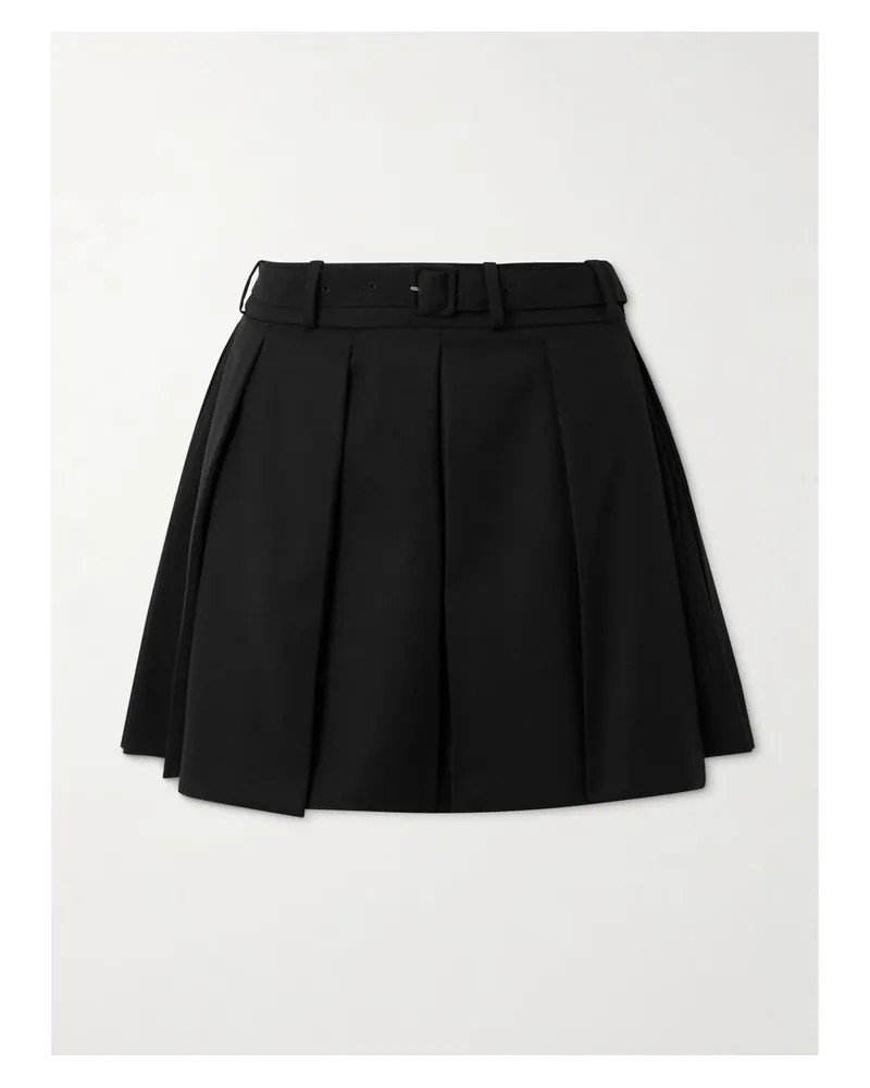 Patou Minirock Aus Elastischem Woll-twill Mit Falten Und Gürtel - Grün Grün