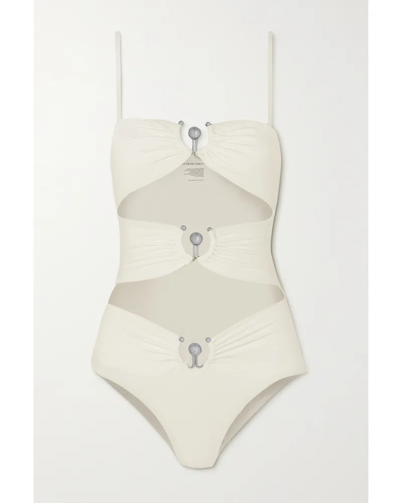 Christopher Esber Embellished Cutout Swimsuit - White White