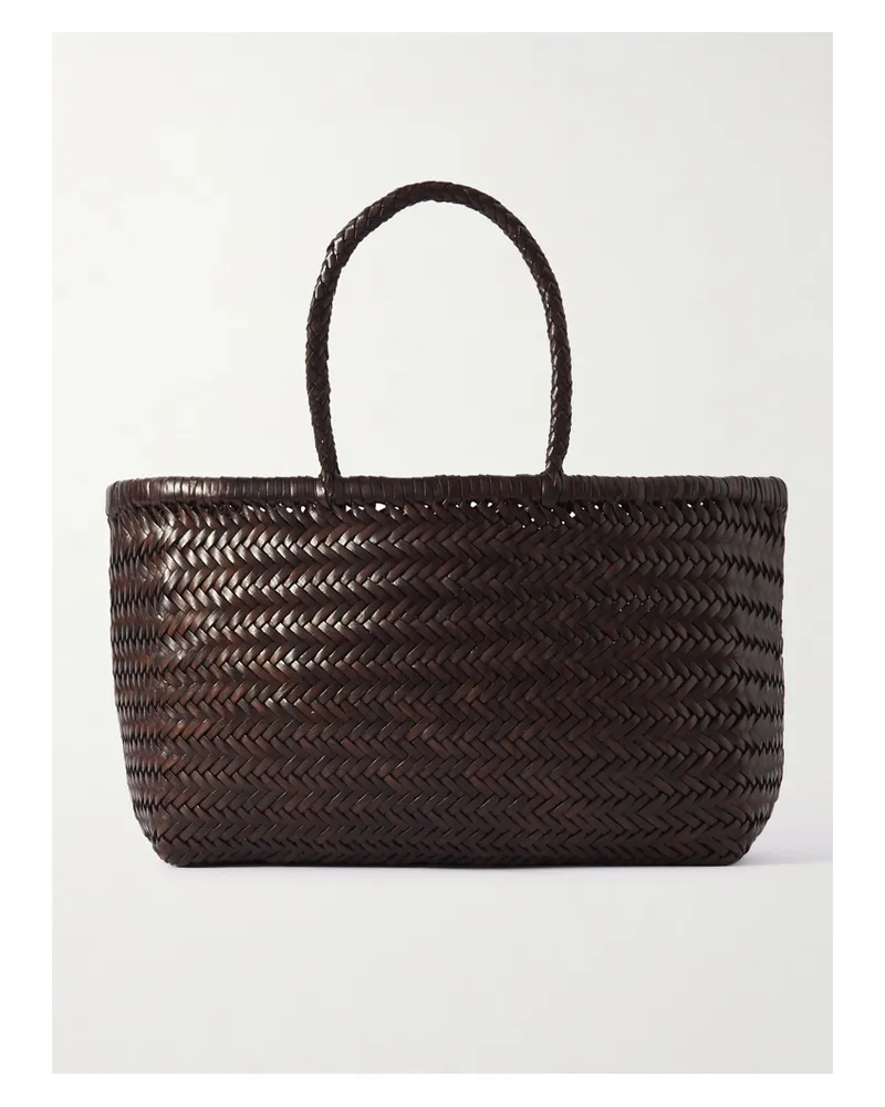 Dragon Diffusion Bamboo Triple Jump Woven Leather Tote - Brown Brown