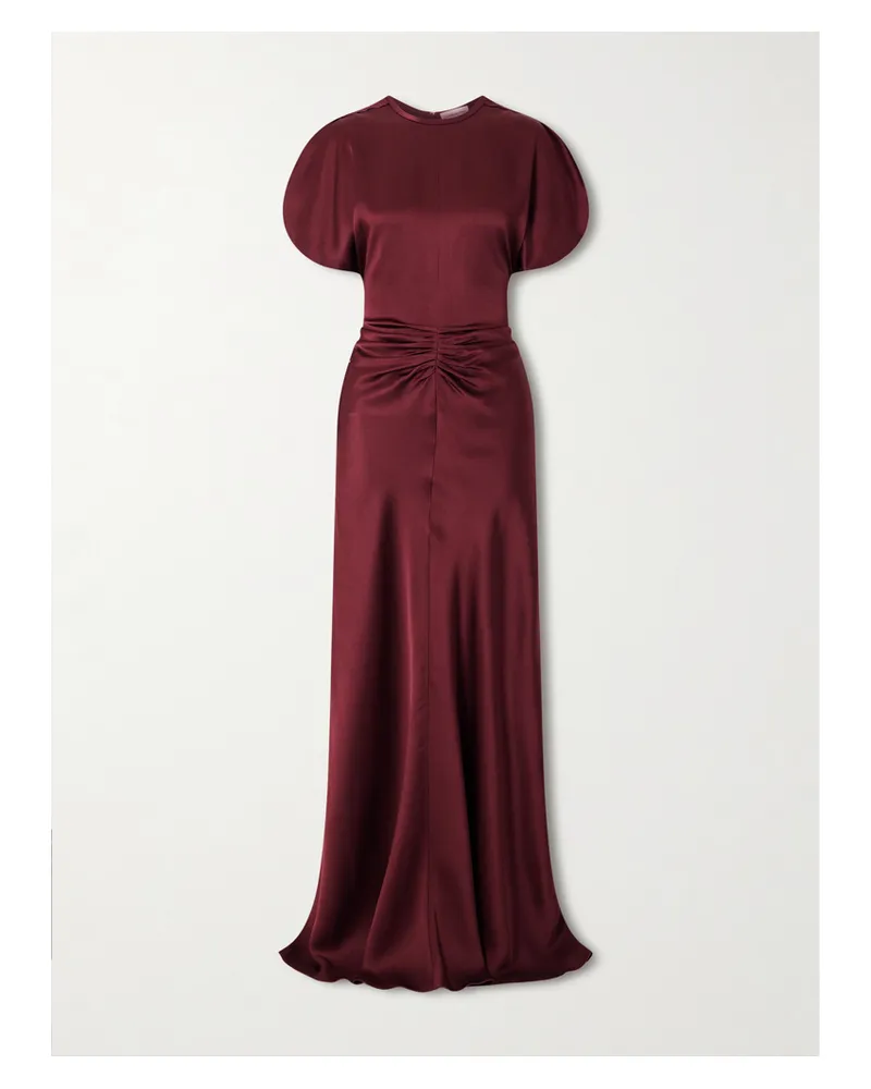 Victoria Beckham Maxikleid Aus Satin Mit Raffung - Burgunder Burgunder