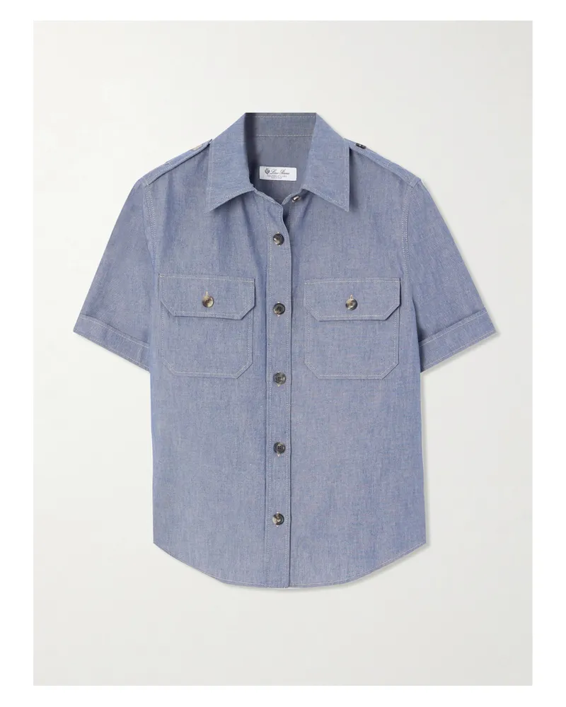 Loro Piana Annalisa Hemd Aus Chambray Aus Einer Baumwoll-kaschmirmischung - Blau Blau