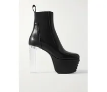 Minimal Grill Beatle Ankle Boots Aus Leder Mit Plateau - Schwarz