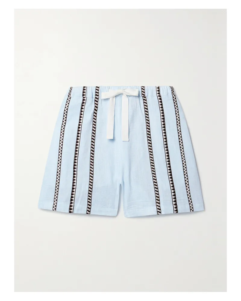 lemlem Net Sustain Safia Shorts Aus Einer Baumwollmischung Mit Streifen - Blau Blau
