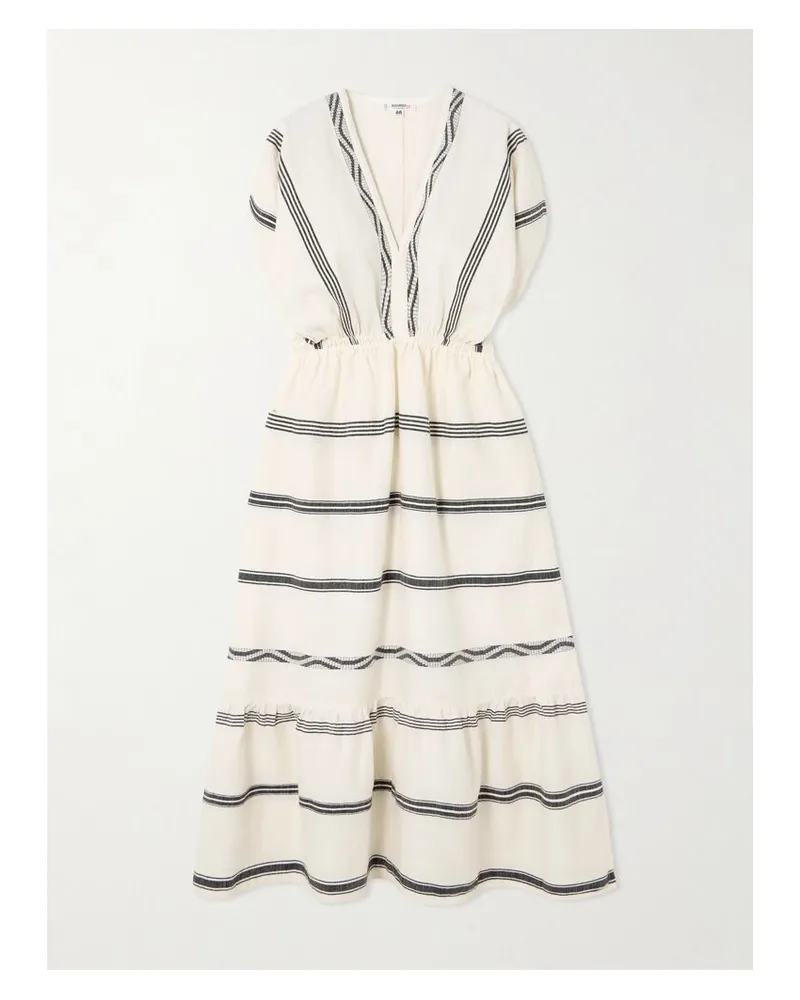 lemlem Leila Midikleid Aus Gestreifter Baumwolle - Creme Creme