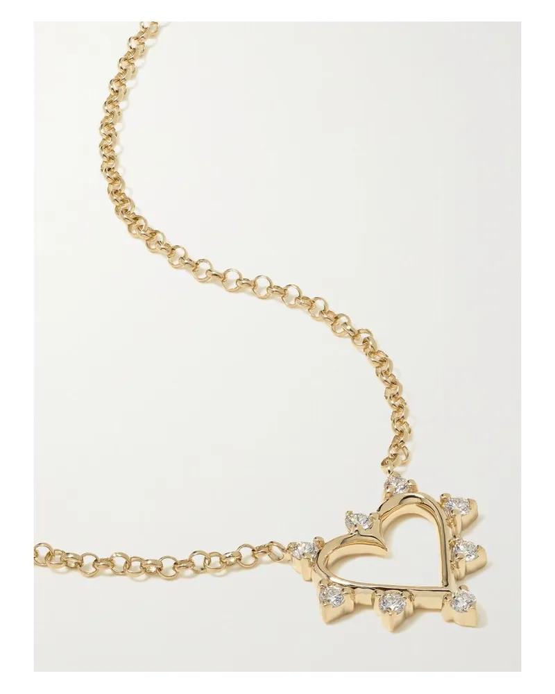 Marlo Laz Mini Open Heart Kette Aus 14 Karat Gold Mit Diamanten Gold