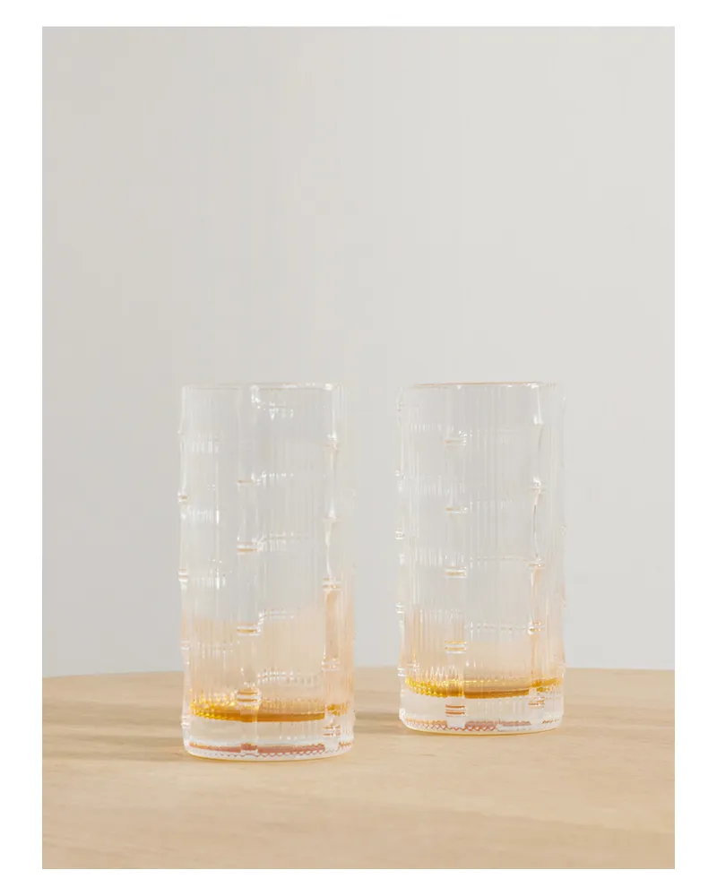 La DoubleJ Bamboo Set Aus Zwei Kristallgläsern - Gelb Gelb