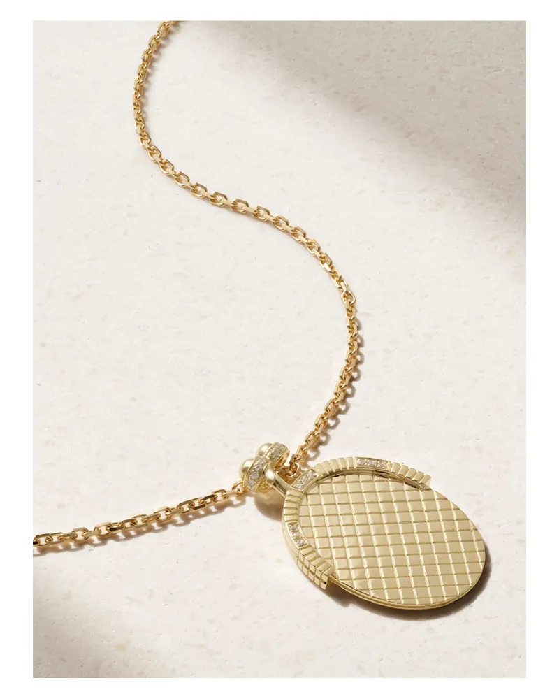Yvonne Léon Minaudière Ovale Kette Aus 9 Und 18 Karat Gold Mit Diamanten Gold