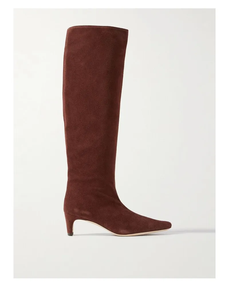 STAUD Wally Kniehohe Stiefel Aus Veloursleder - Braun Braun