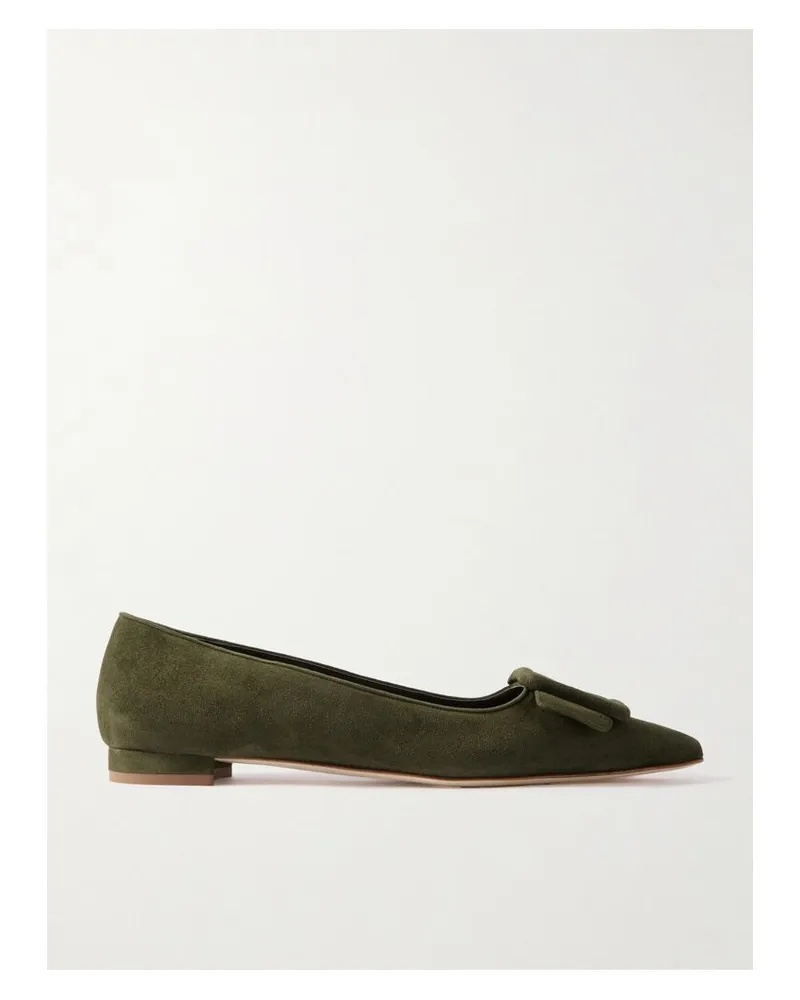 Manolo Blahnik Maysale Ballerinas Aus Veloursleder Mit Schnalle - Grün Grün