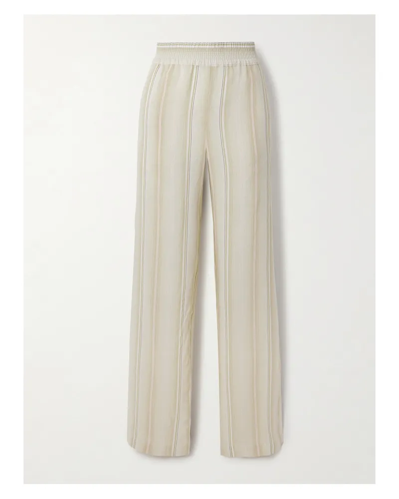 Victoria Beckham Hose Mit Weitem Bein Aus Gestreiftem Webstoff - Grün Grün