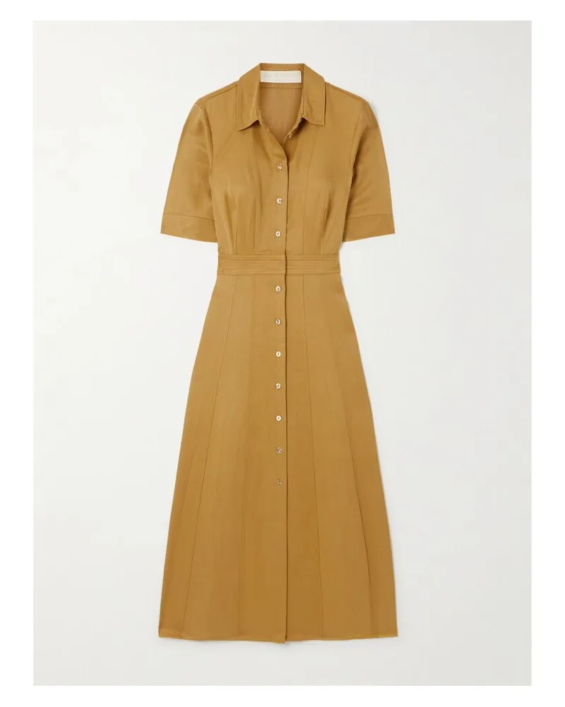 Ulla Johnson Vallis Midi-hemdblusenkleid Aus Twill Aus Einer Lyocell-mischung - Braun Braun