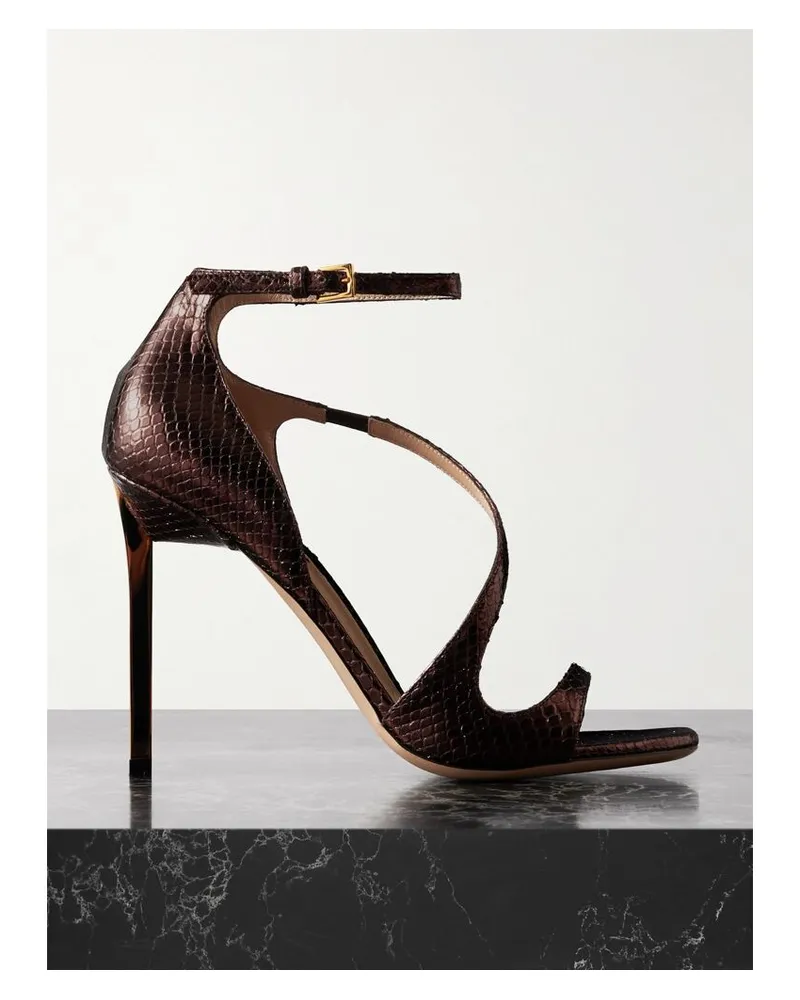 Tom Ford Newton Sandalen Aus Leder Mit Schlangeneffekt - Braun Braun