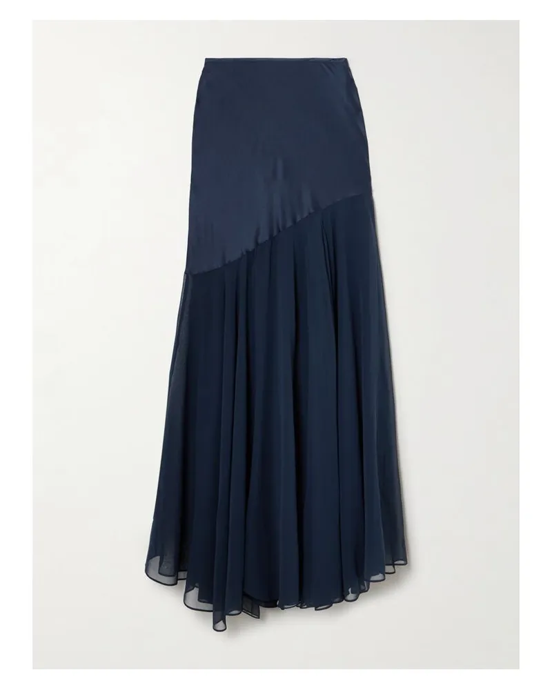 TOVE Sinead Asymmetrischer Maxirock Aus Seidensatin Und Georgette - Blau Blau