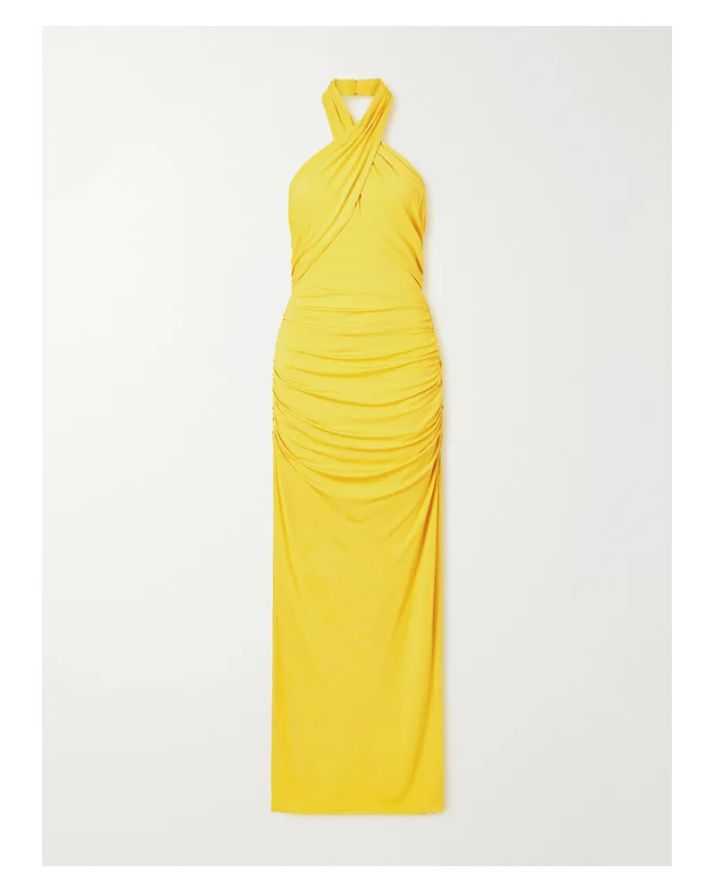Carolina Herrera New York Satin Halterneck Gown - Yellow Yellow
